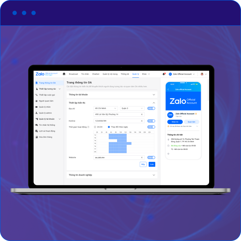 Zalo OA customer journey card