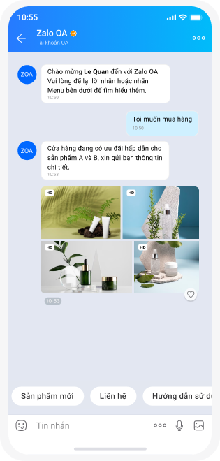 Zalo OA mobile chat